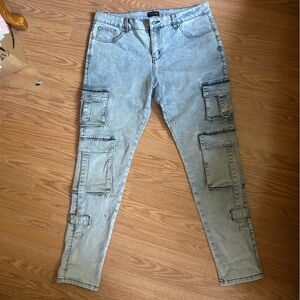 PRSTGE Cargo Jeans Faded Blue Grey